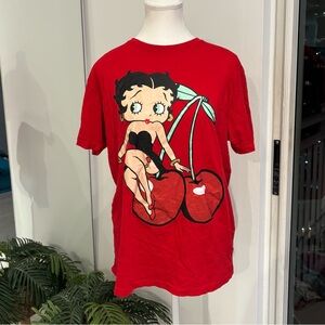 Cherry Red Tee with Betty Boop Design